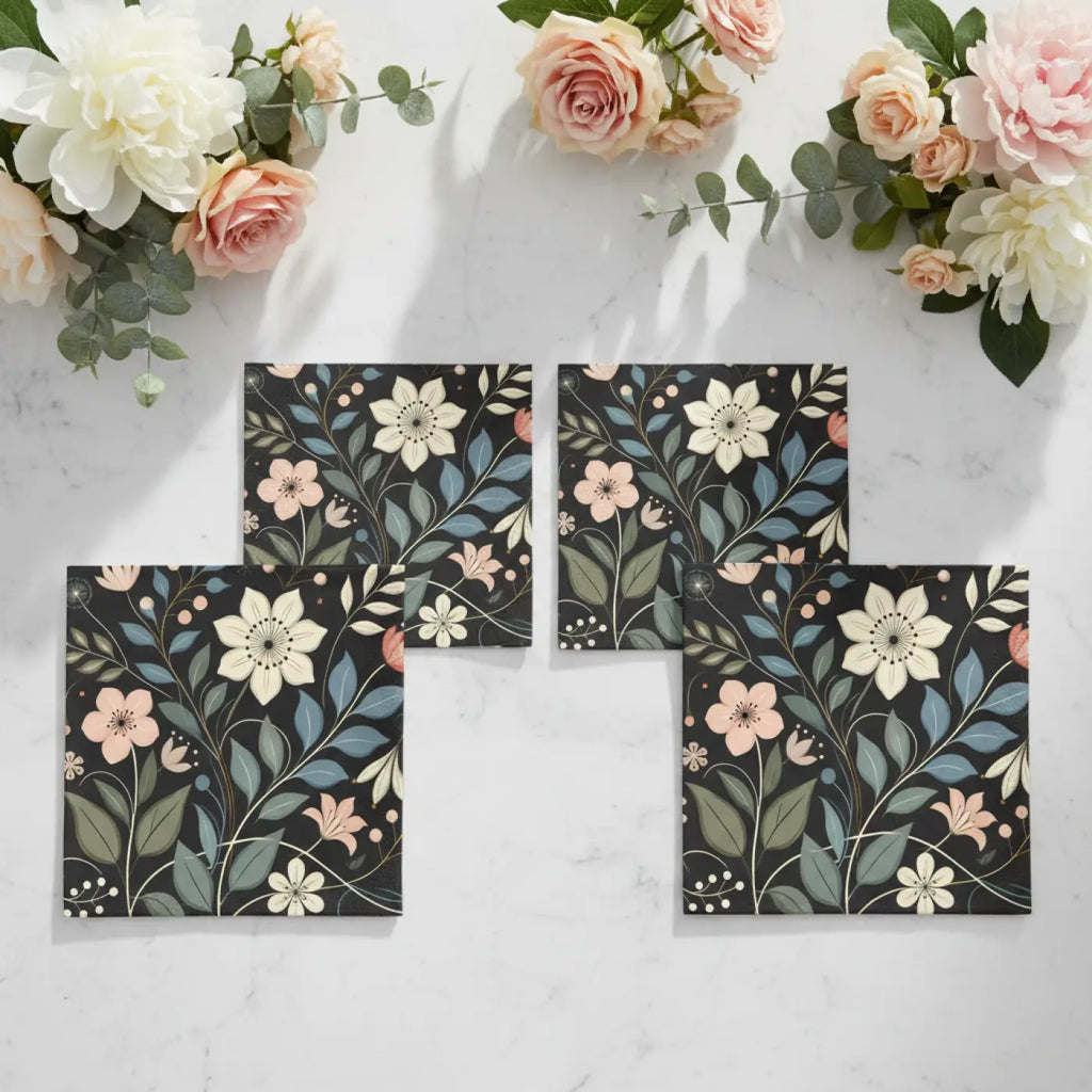 Floral Art Napkin Set, Elegant Table Decor, Kitchen Accessories, Perfect for Weddings, Parties, Home Decor, Gift Ideas