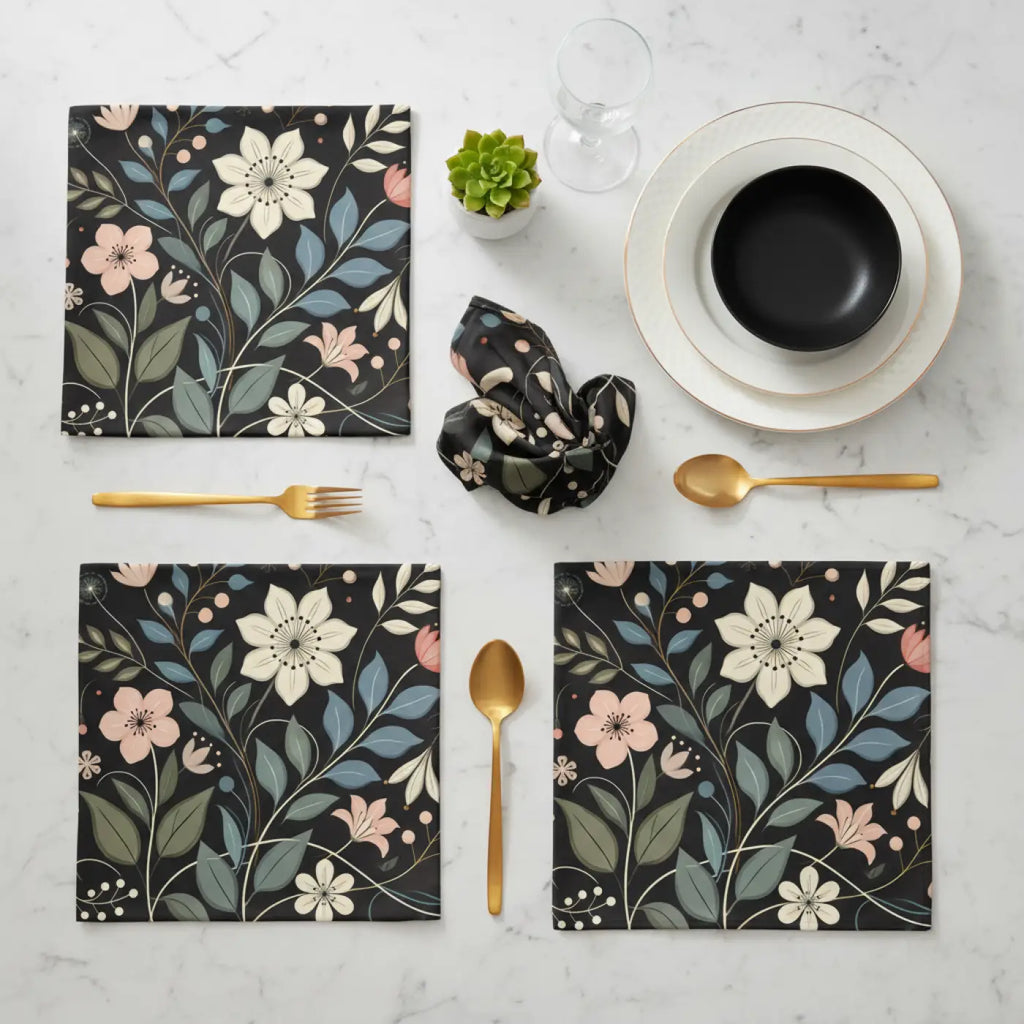 Floral Art Napkin Set, Elegant Table Decor, Kitchen Accessories, Perfect for Weddings, Parties, Home Decor, Gift Ideas