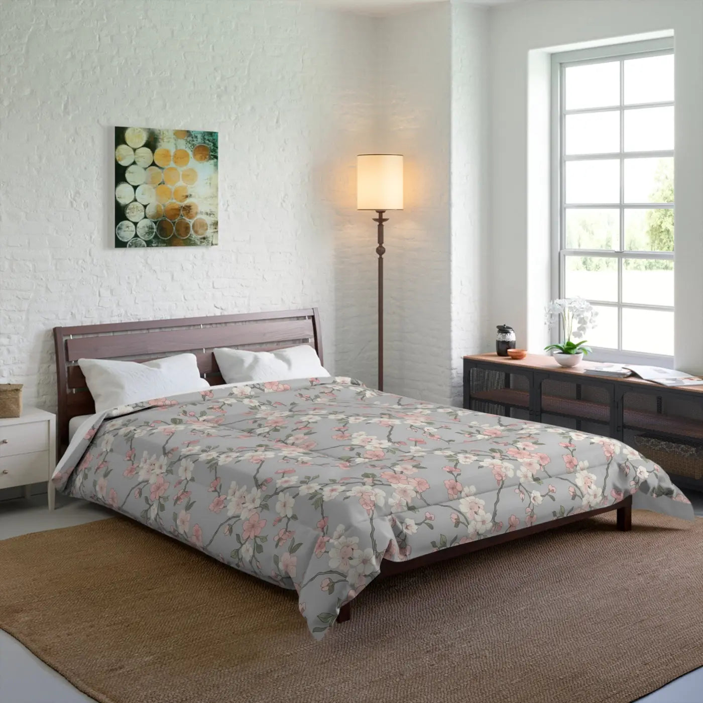 Cherry Blossom Comforter - Pink Floral Bedding - DipaliZ