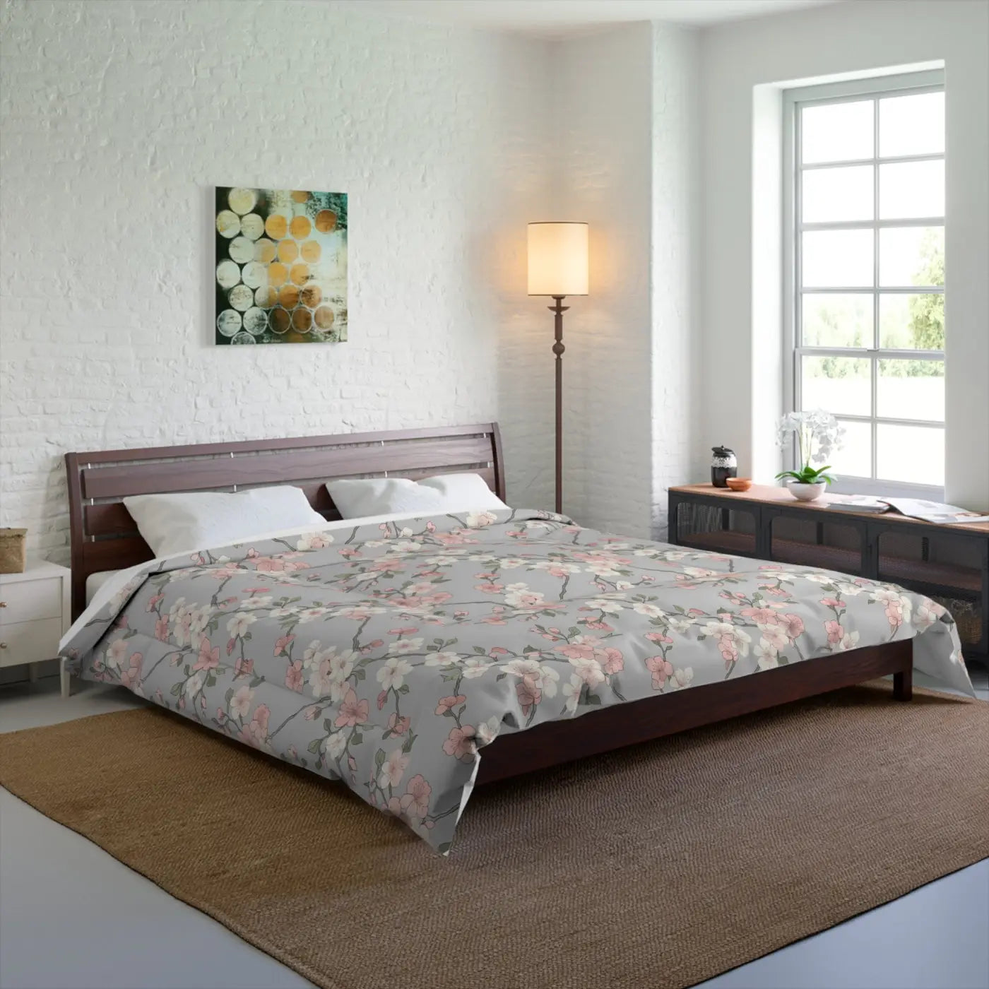 Cherry Blossom Comforter - Pink Floral Bedding - DipaliZ