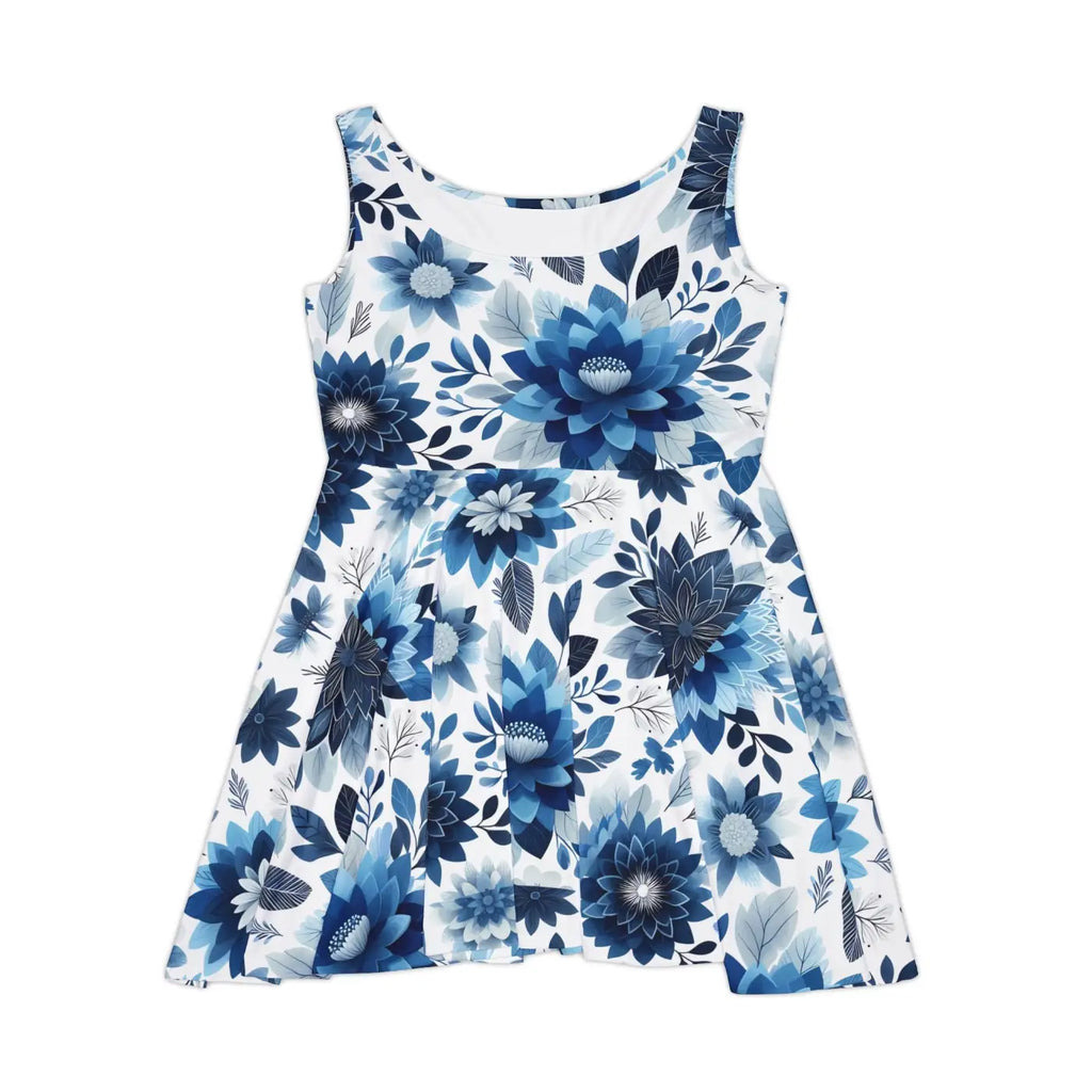 Women's Skater Dress - Floral Blue for Casual Outings - DipaliZ