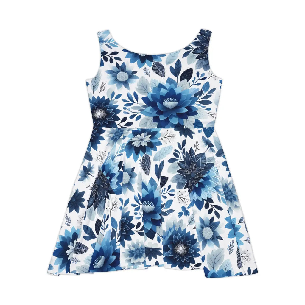 Women's Skater Dress - Floral Blue for Casual Outings - DipaliZ