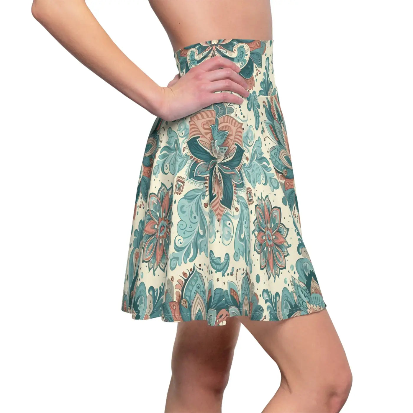 Floral Bohemian Skater Skirt - Vibrant Festival Style - DipaliZ