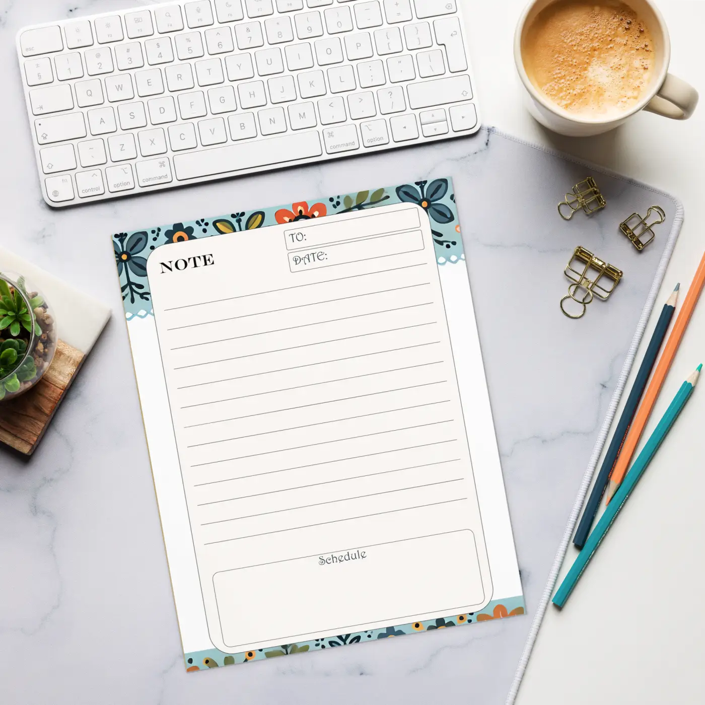 Floral Border Daily Planner - Vibrant Notepad - DipaliZ
