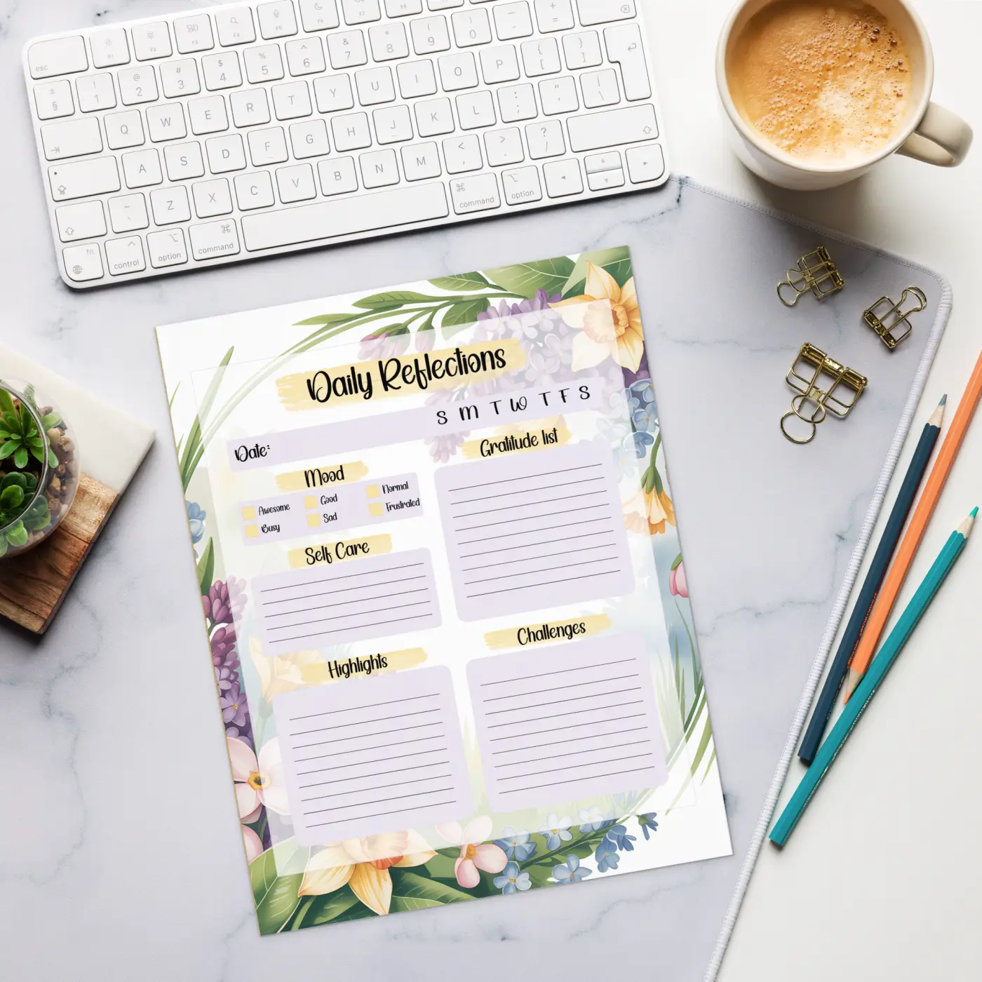 Floral Border Daily Notepad - Daily Reflections - DipaliZ