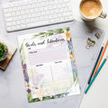 Floral Border Goals Notepad - Hard Cardboard Backing - DipaliZ