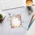 Floral Border List Notepad - Hard Cardboard Chic Organization - DipaliZ