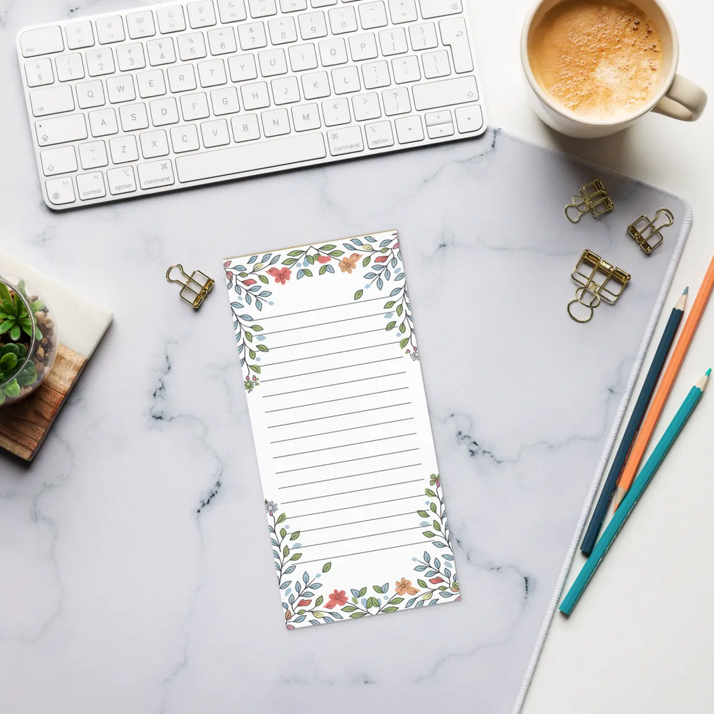 Floral Border Notepad - Creative Everyday Notes - DipaliZ