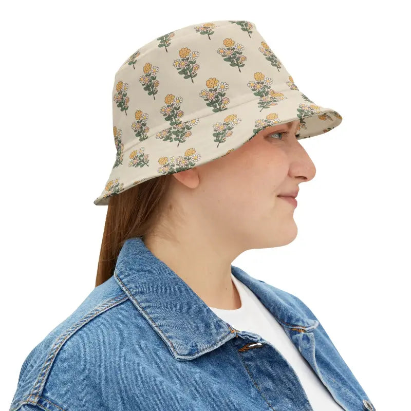 Simple Flowers Hat - Vibrant Floral Bucket Style - DipaliZ