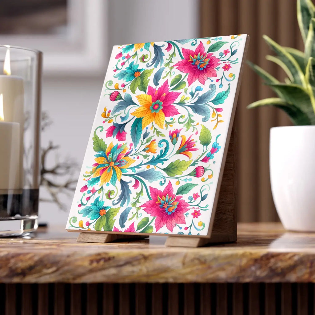 Vibrant Handcrafted Decor - Floral Ceramic Wall Art - DipaliZ