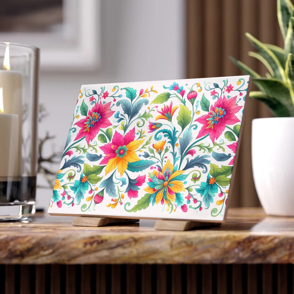 Vibrant Handcrafted Decor - Floral Ceramic Wall Art - DipaliZ
