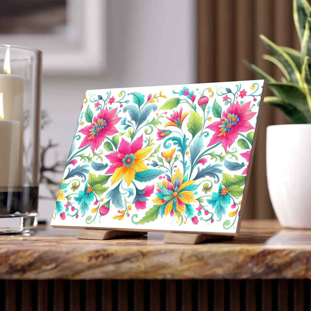 Vibrant Handcrafted Decor - Floral Ceramic Wall Art - DipaliZ