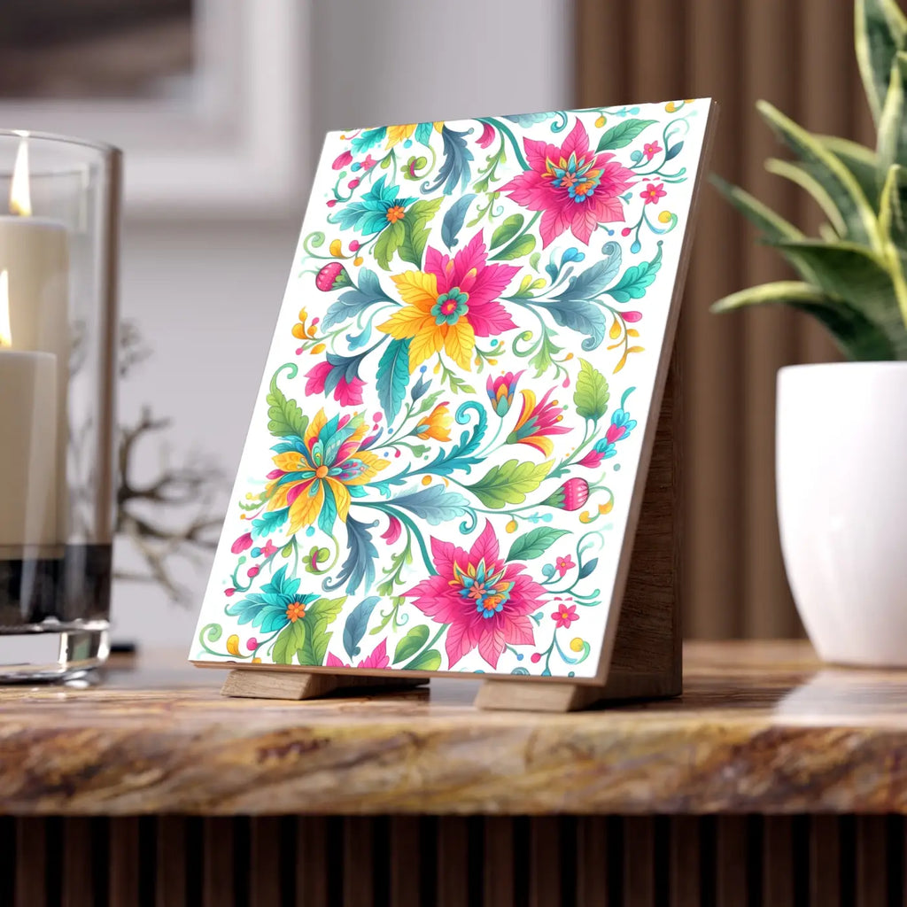 Vibrant Handcrafted Decor - Floral Ceramic Wall Art - DipaliZ