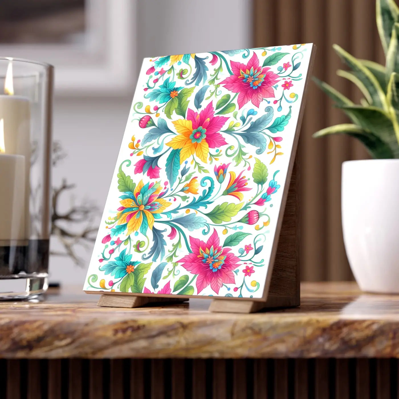 Vibrant Handcrafted Decor - Floral Ceramic Wall Art - DipaliZ