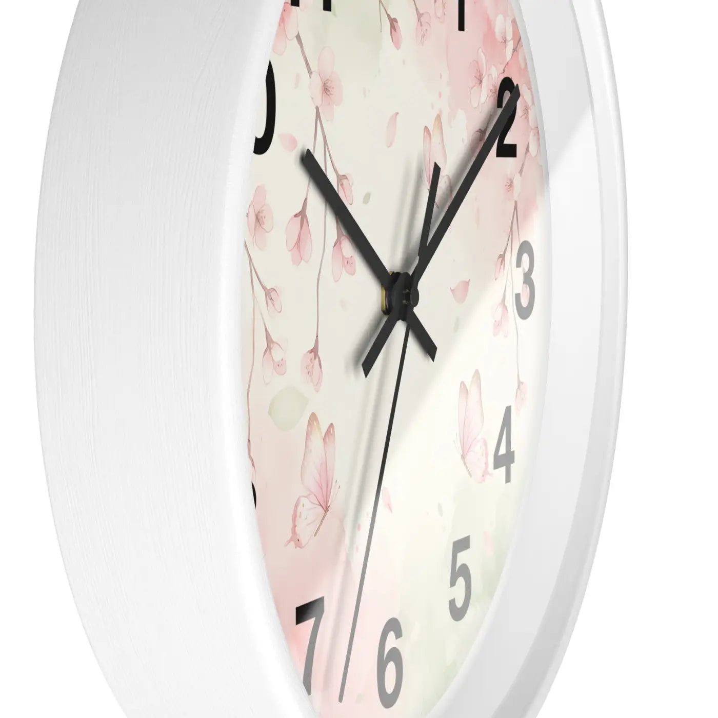 Cherry Blossom Wall Clock - Watercolor Floral Design - DipaliZ