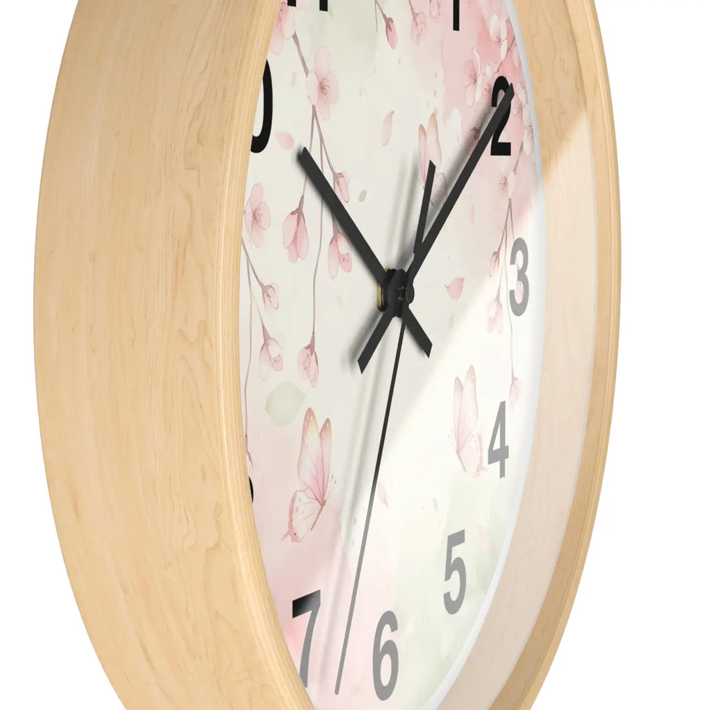 Cherry Blossom Wall Clock - Watercolor Floral Design - DipaliZ