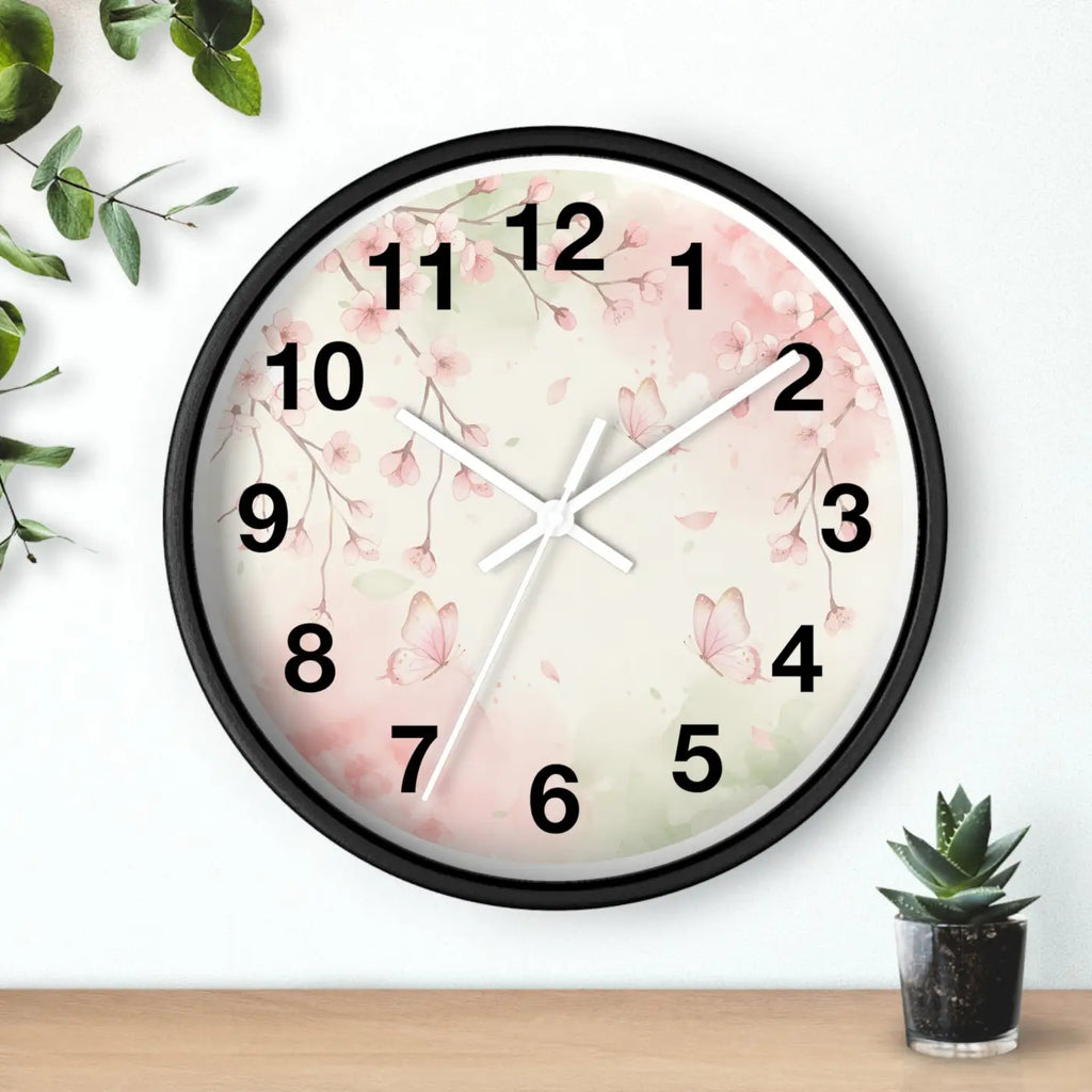 Cherry Blossom Wall Clock - Watercolor Floral Design - DipaliZ