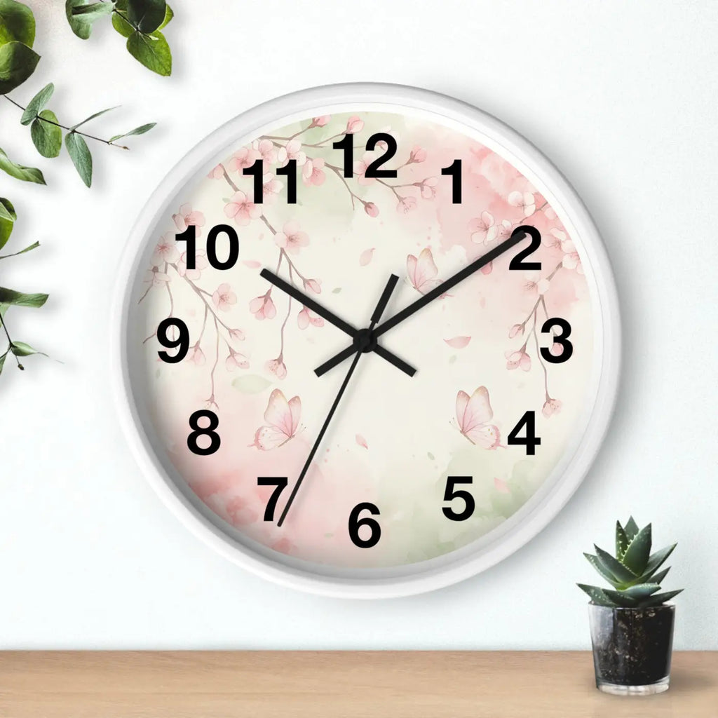 Cherry Blossom Wall Clock - Watercolor Floral Design - DipaliZ
