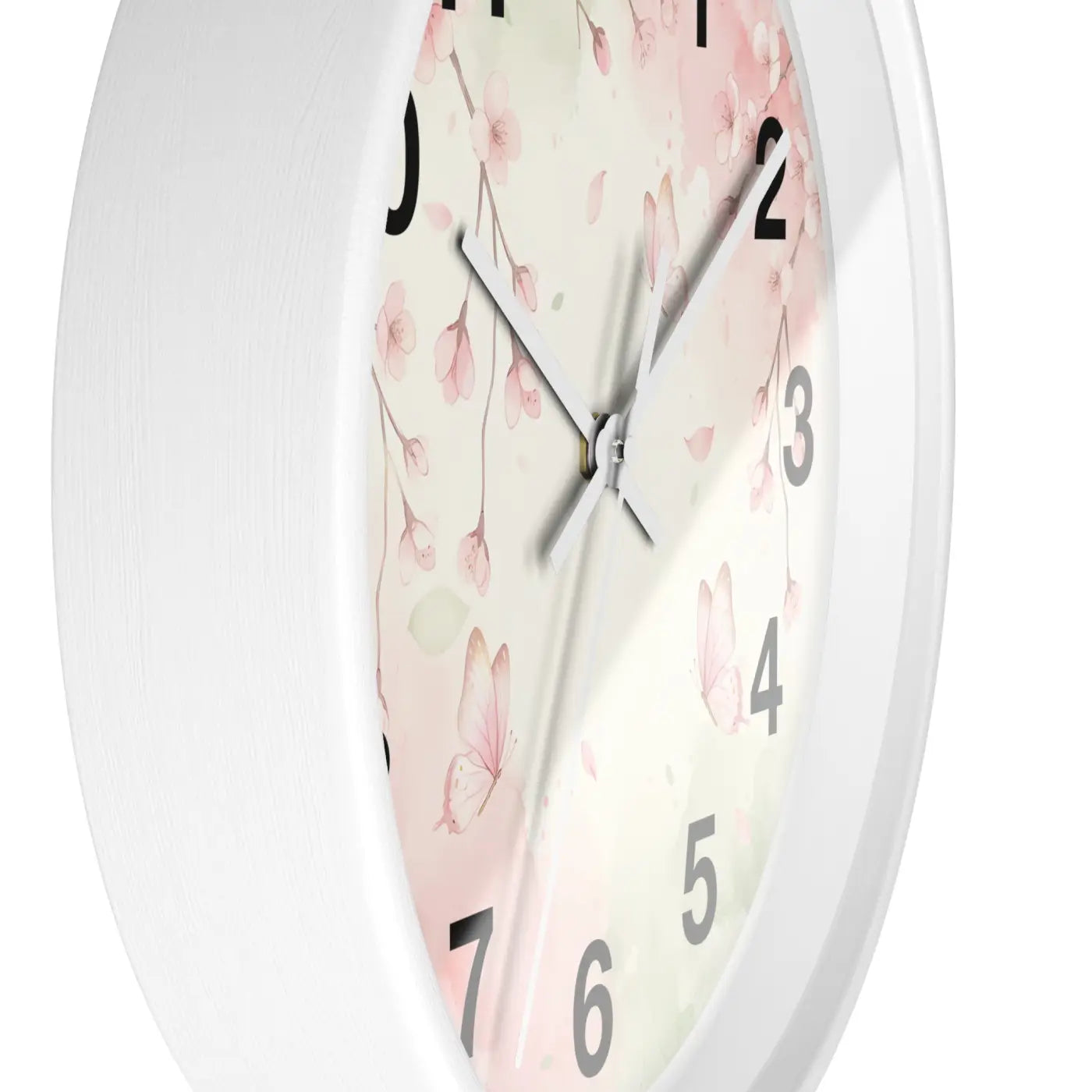 Cherry Blossom Wall Clock - Watercolor Floral Design - DipaliZ