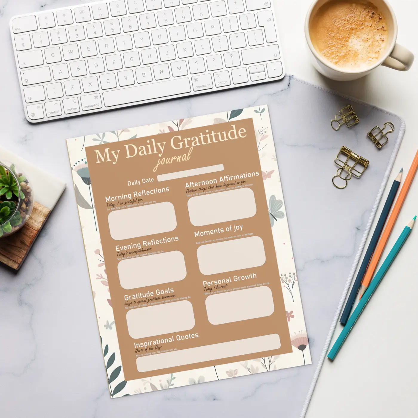 Blooming Daily Gratitude Journal Notepad - Floral Design - DipaliZ