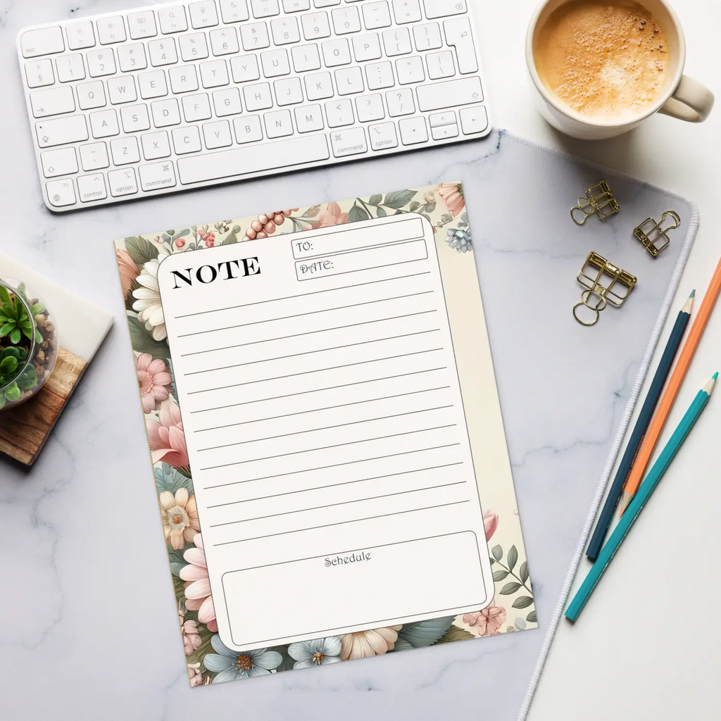 Chic Floral Daily Planner Notepad - Stylish Organization - DipaliZ