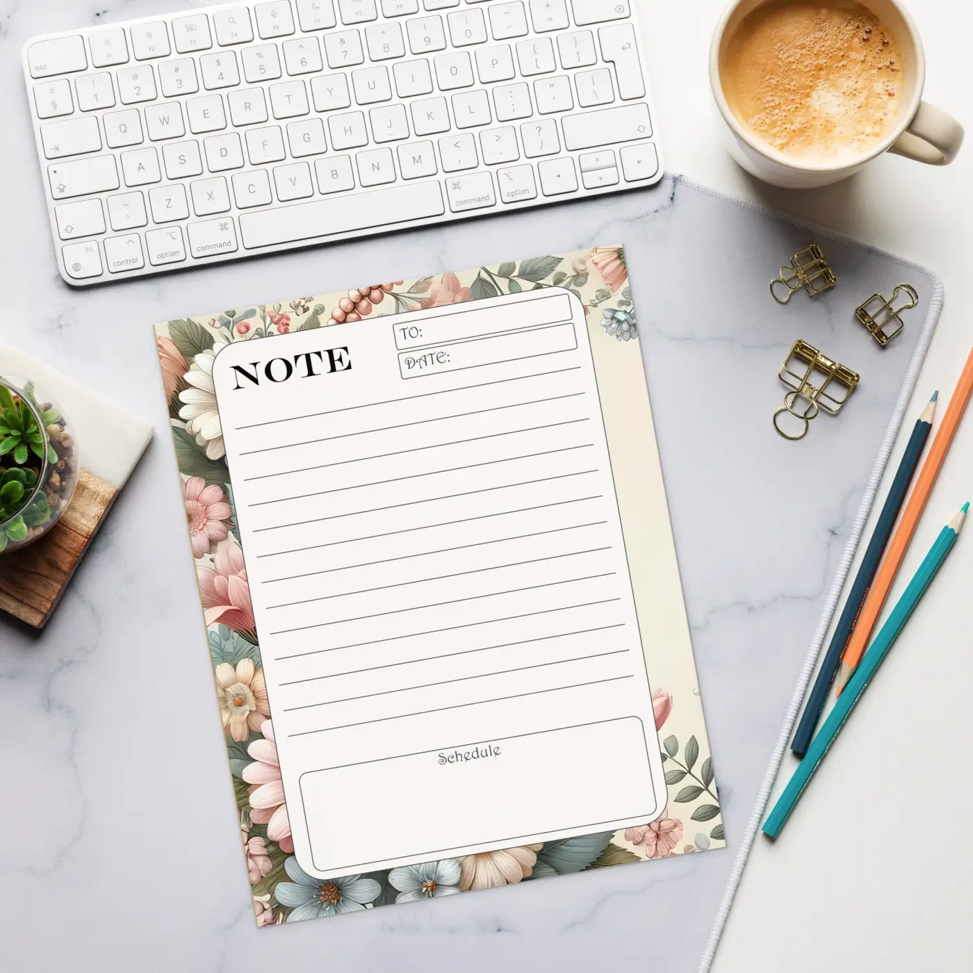 Chic Floral Daily Planner Notepad - Stylish Organization - DipaliZ