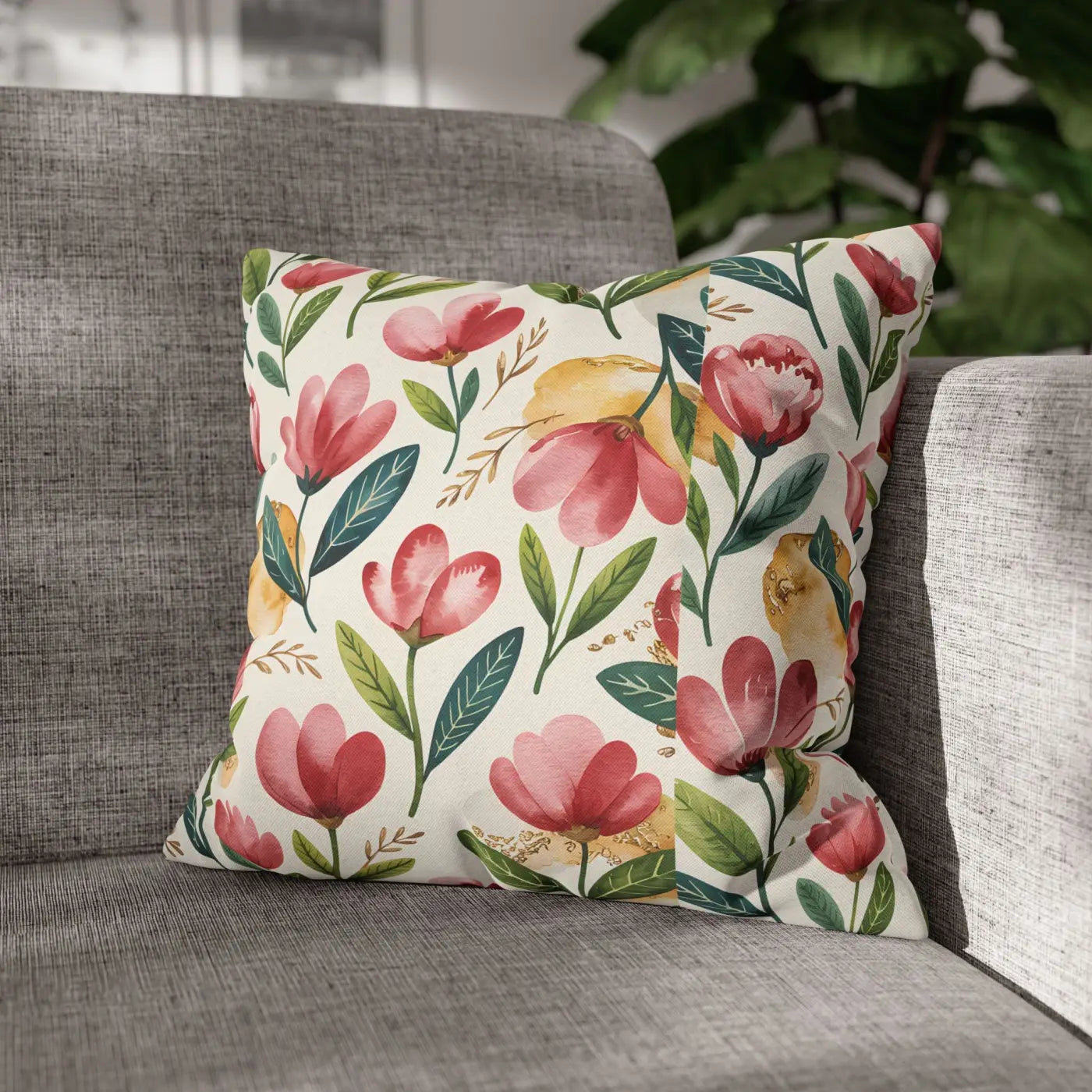 Floral Decorative Pillowcase - Spun Polyester Cozy Accent - DipaliZ