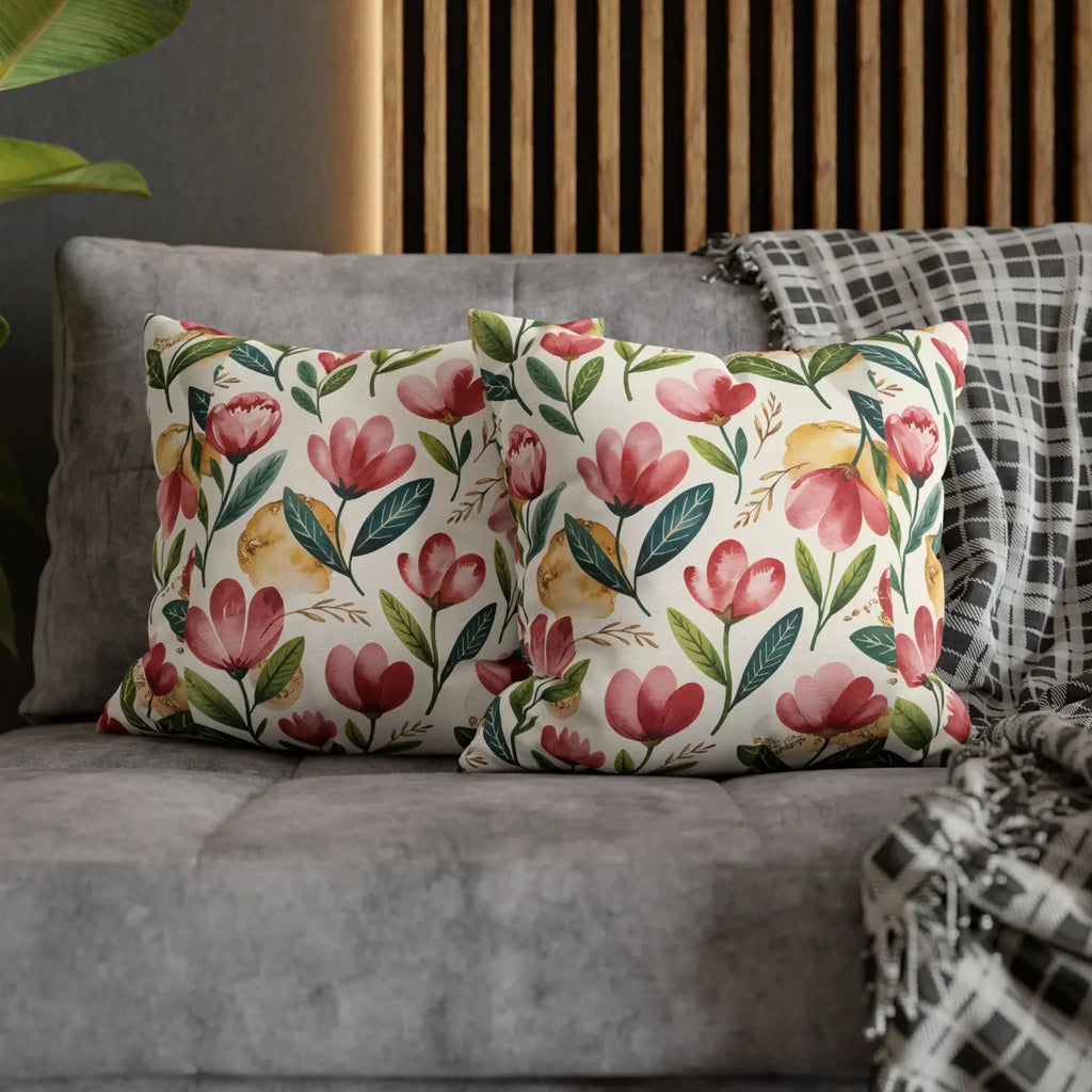 Floral Decorative Pillowcase - Spun Polyester Cozy Accent - DipaliZ