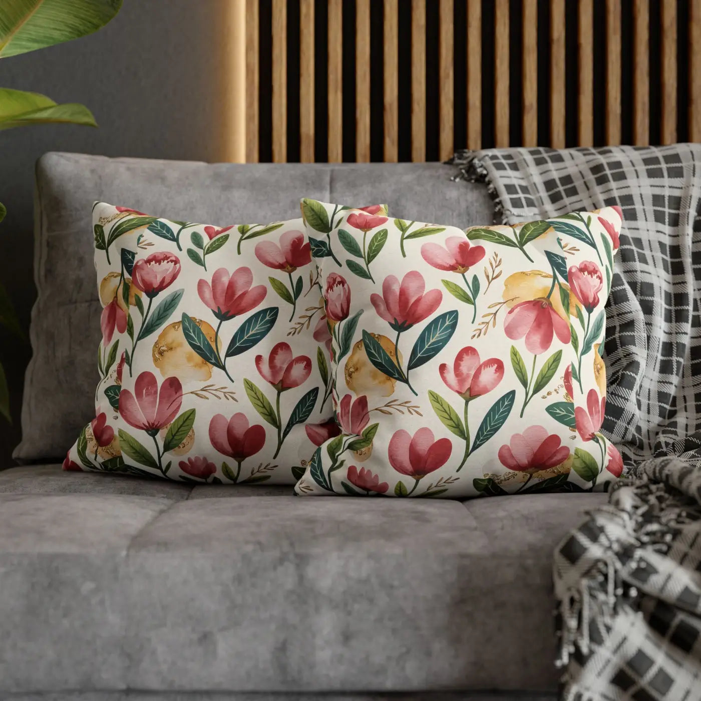 Floral Decorative Pillowcase - Spun Polyester Cozy Accent - DipaliZ