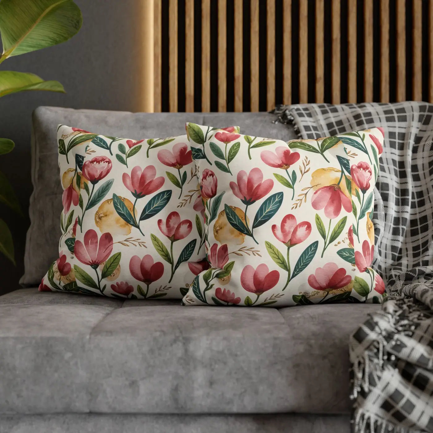 Floral Decorative Pillowcase - Spun Polyester Cozy Accent - DipaliZ