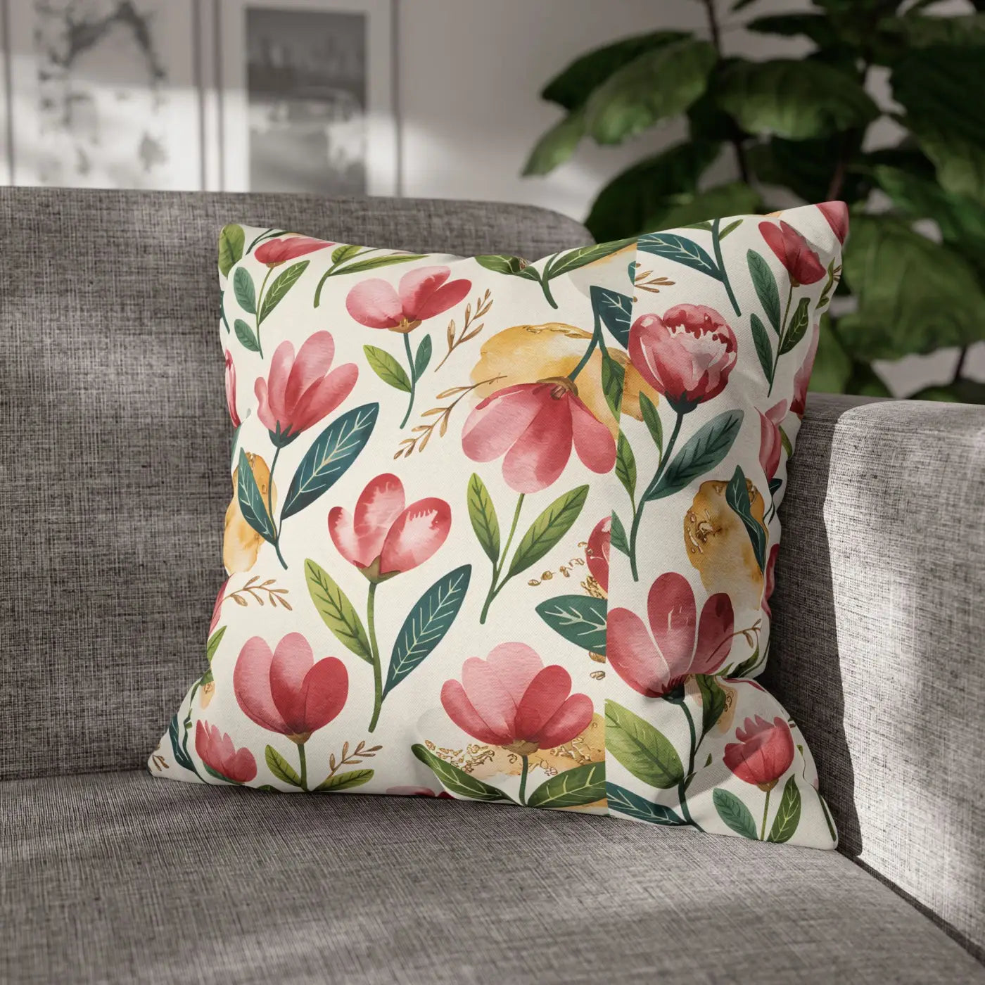 Floral Decorative Pillowcase - Spun Polyester Cozy Accent - DipaliZ