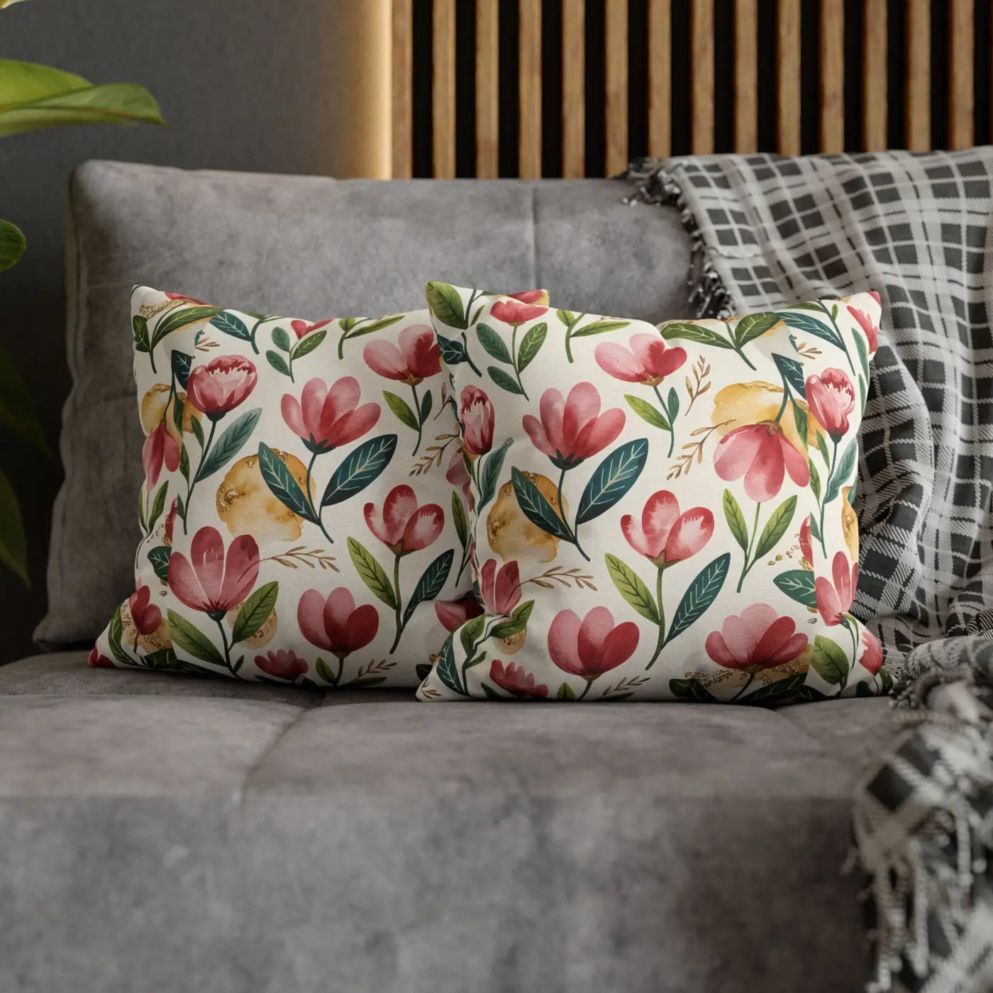 Floral Decorative Pillowcase - Spun Polyester Cozy Accent - DipaliZ
