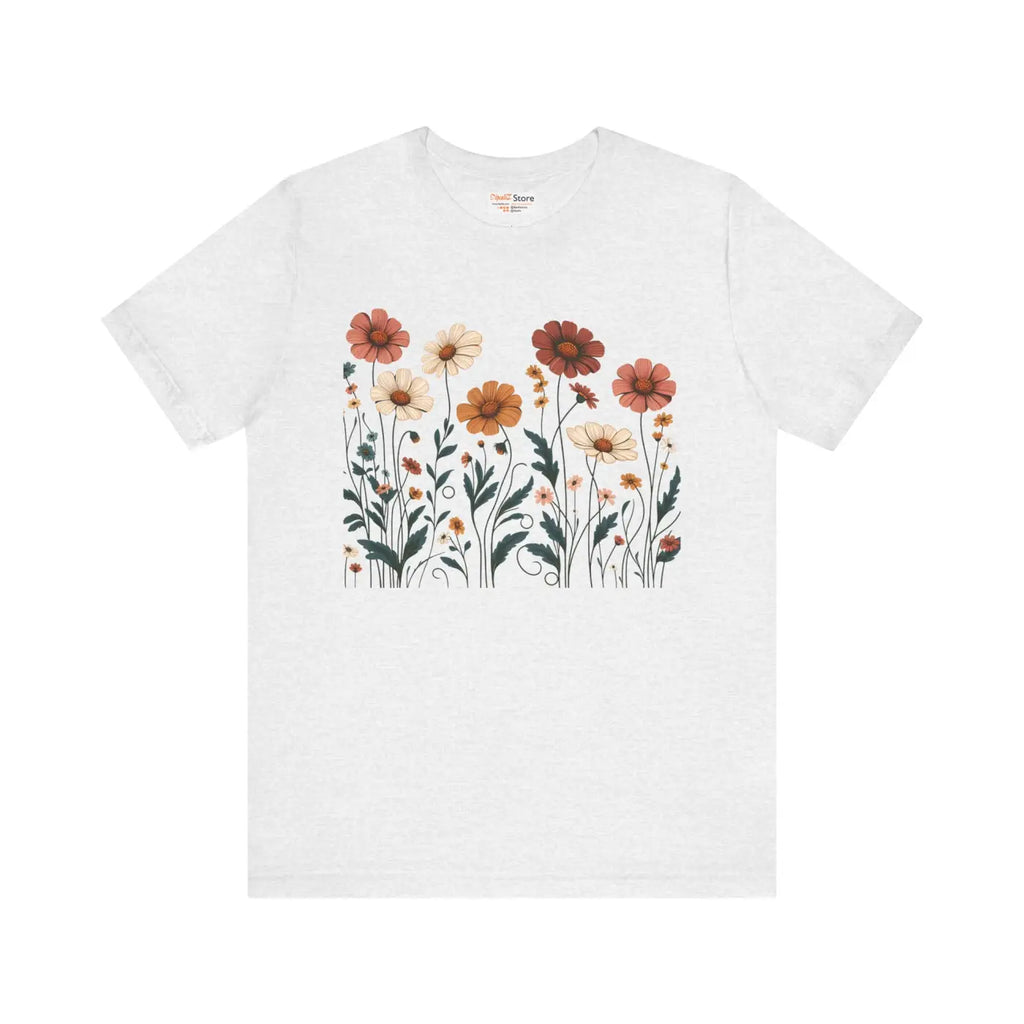 Vibrant Floral Design Short Sleeve Tee - Unisex Cotton - DipaliZ