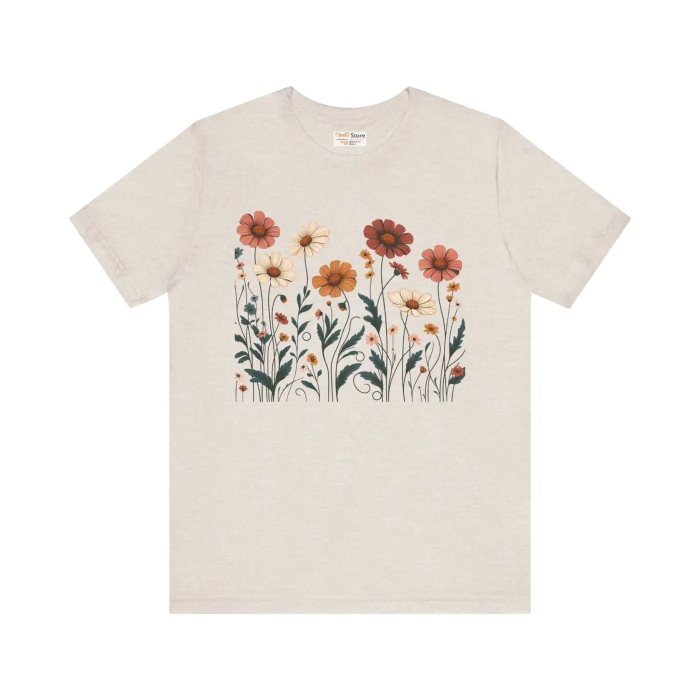 Vibrant Floral Design Short Sleeve Tee - Unisex Cotton - DipaliZ