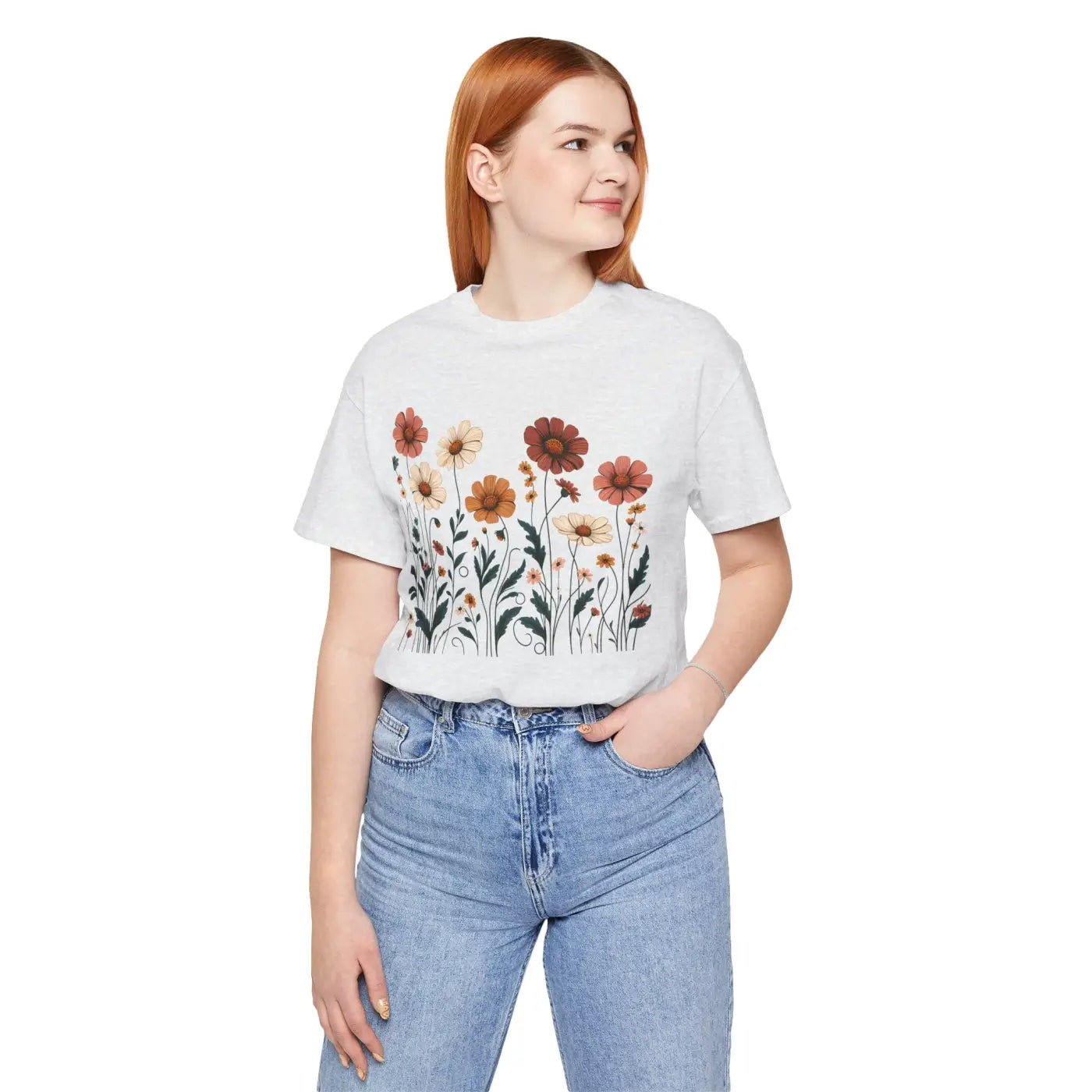 Vibrant Floral Design Short Sleeve Tee - Unisex Cotton - DipaliZ