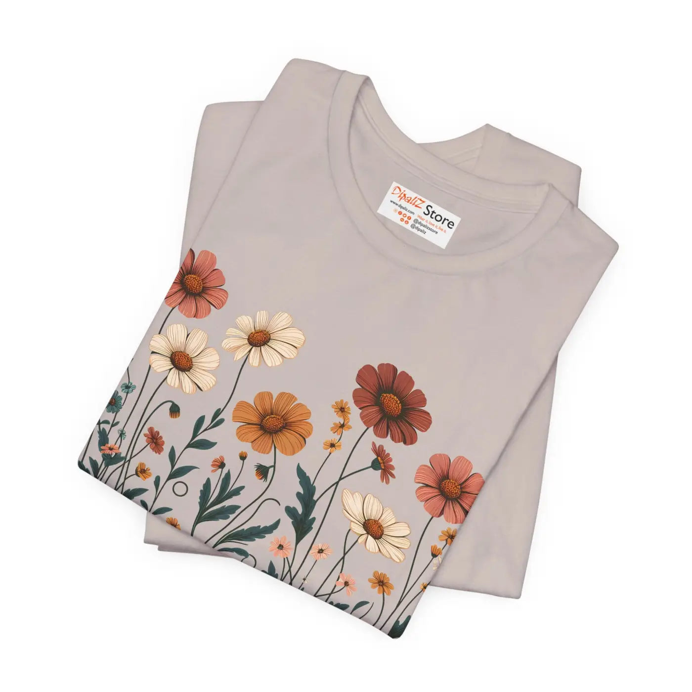 Vibrant Floral Design Short Sleeve Tee - Unisex Cotton - DipaliZ