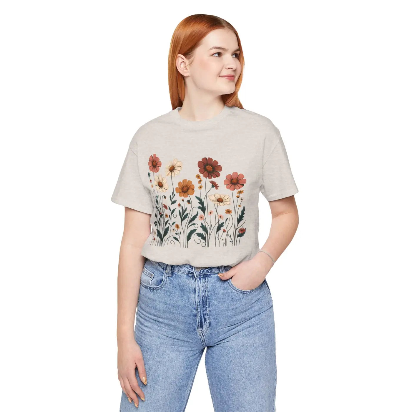 Vibrant Floral Design Short Sleeve Tee - Unisex Cotton - DipaliZ