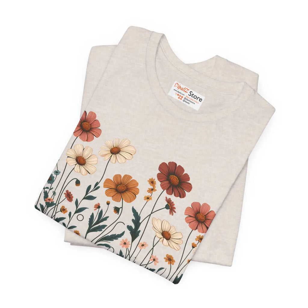 Vibrant Floral Design Short Sleeve Tee - Unisex Cotton - DipaliZ