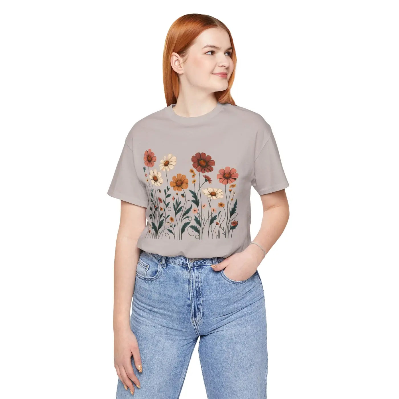 Vibrant Floral Design Short Sleeve Tee - Unisex Cotton - DipaliZ