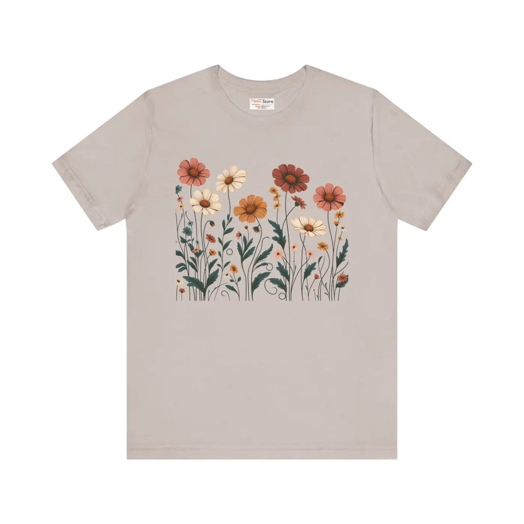 Vibrant Floral Design Short Sleeve Tee - Unisex Cotton - DipaliZ