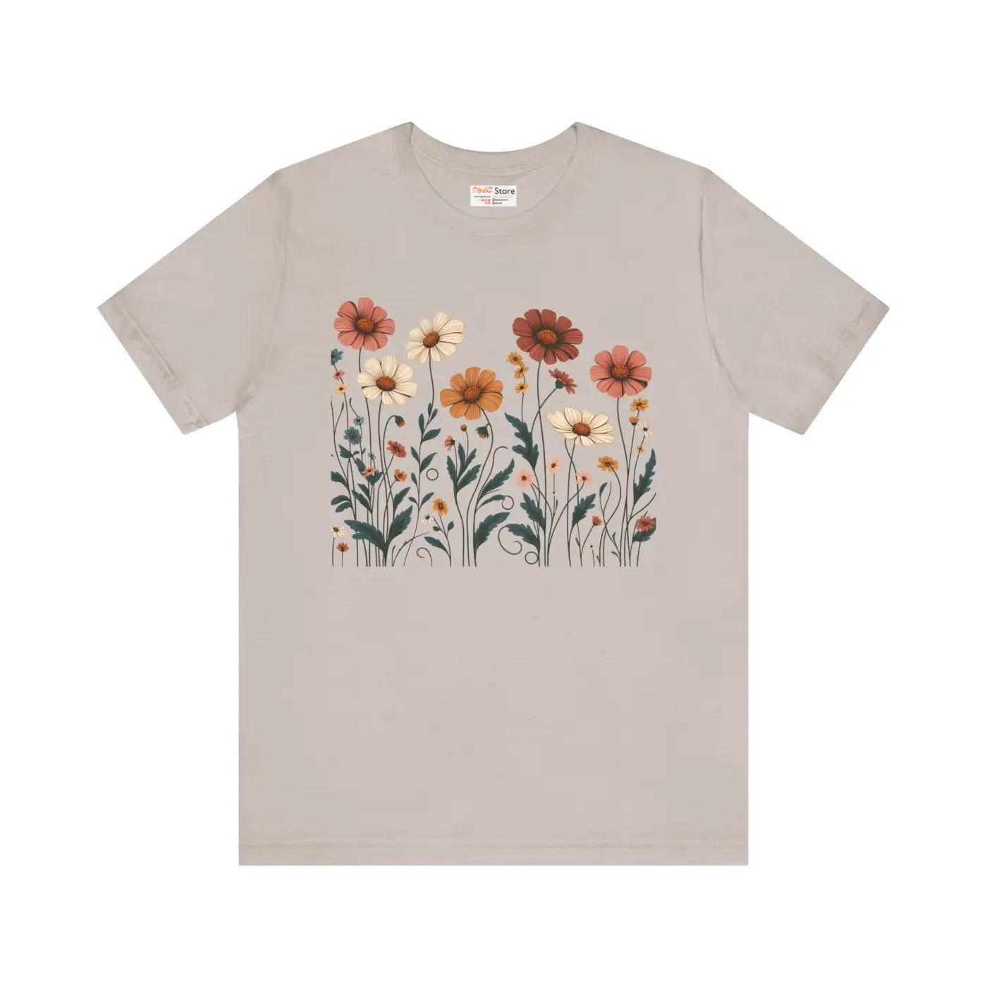 Vibrant Floral Design Short Sleeve Tee - Unisex Cotton - DipaliZ