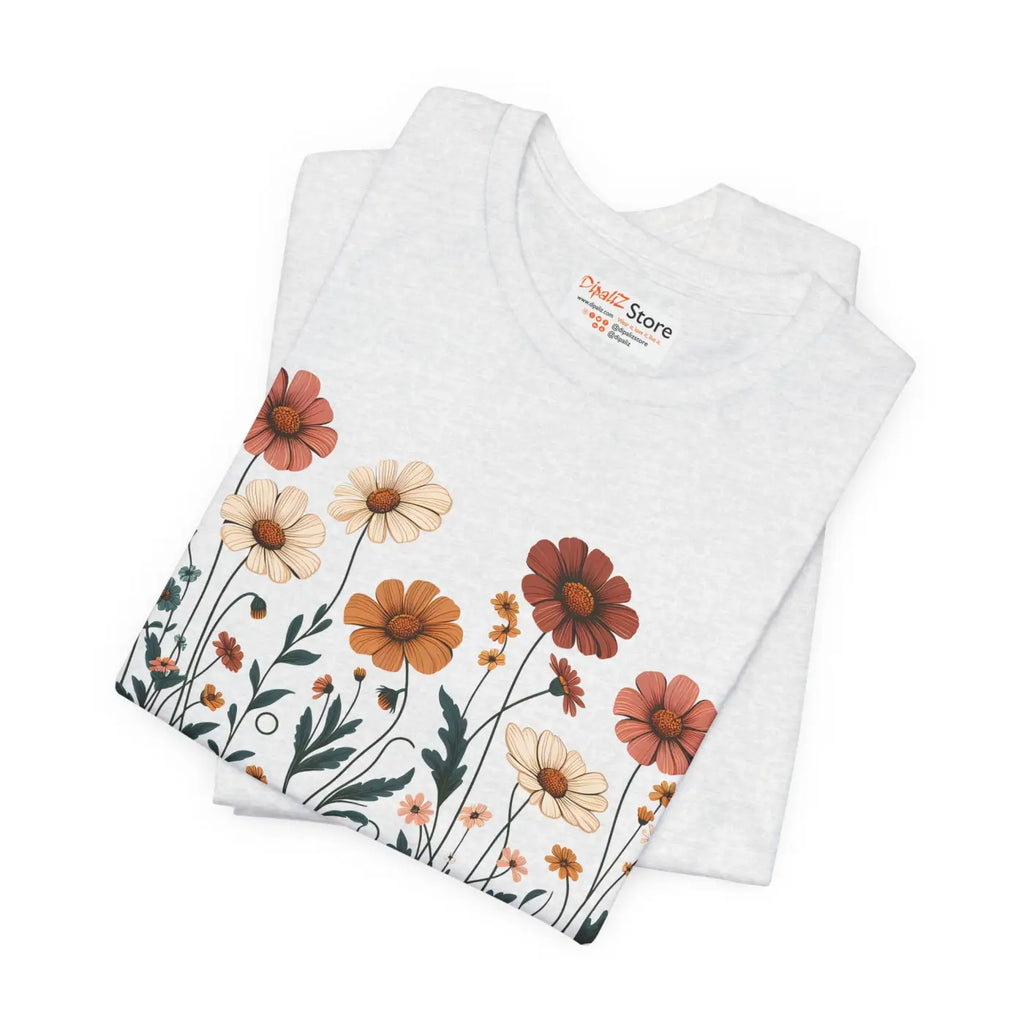 Vibrant Floral Design Short Sleeve Tee - Unisex Cotton - DipaliZ