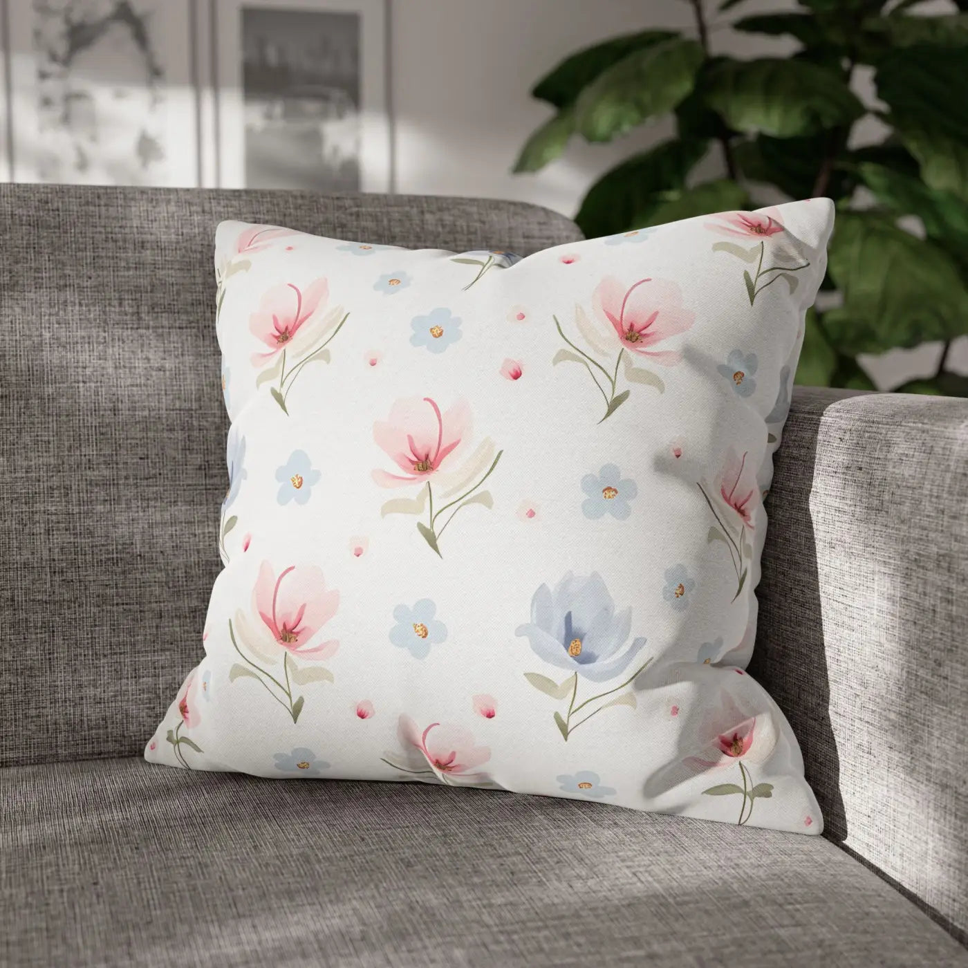 Floral Dream Square Pillowcase - Spun Polyester Home Decor - DipaliZ