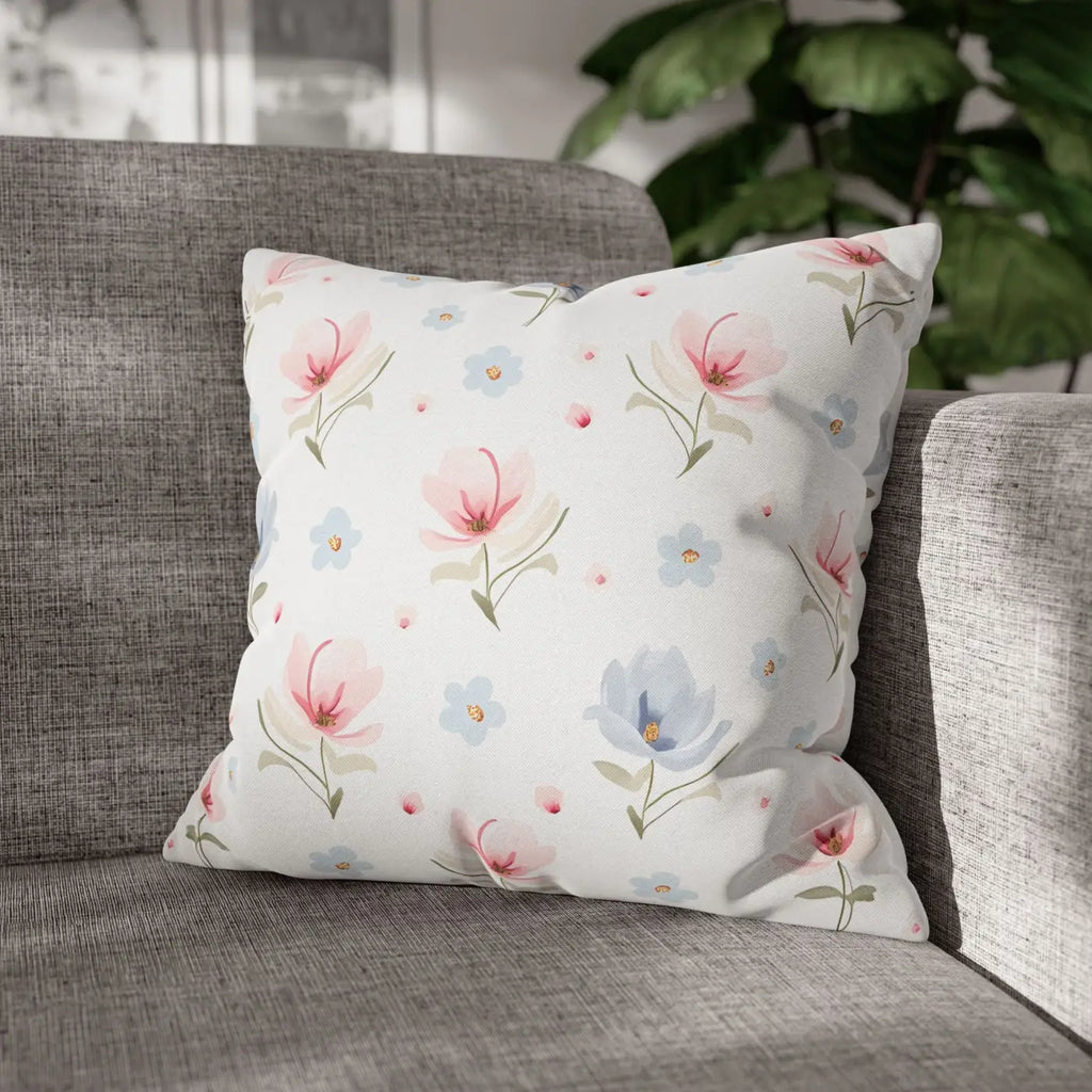 Floral Dream Square Pillowcase - Spun Polyester Home Decor - DipaliZ