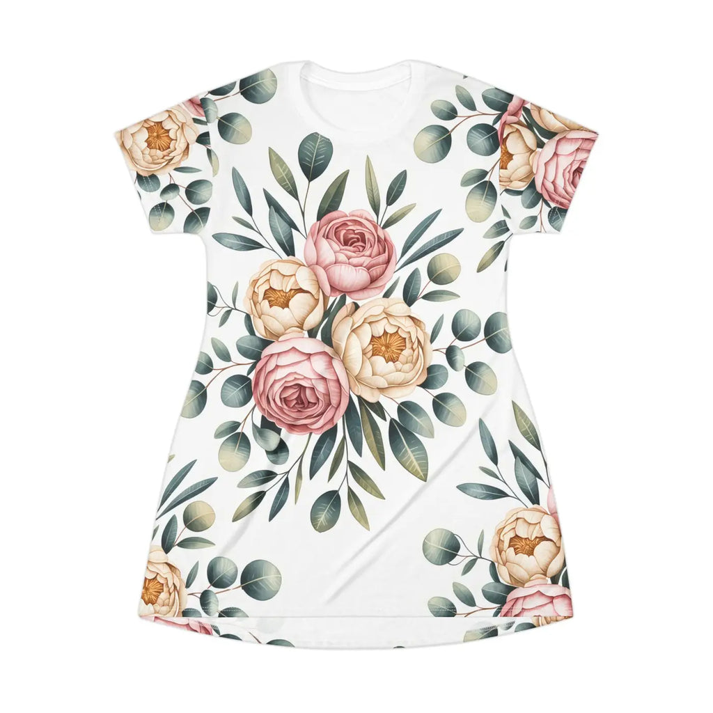 Floral Elegance T-Shirt Dress - Summer Style - DipaliZ