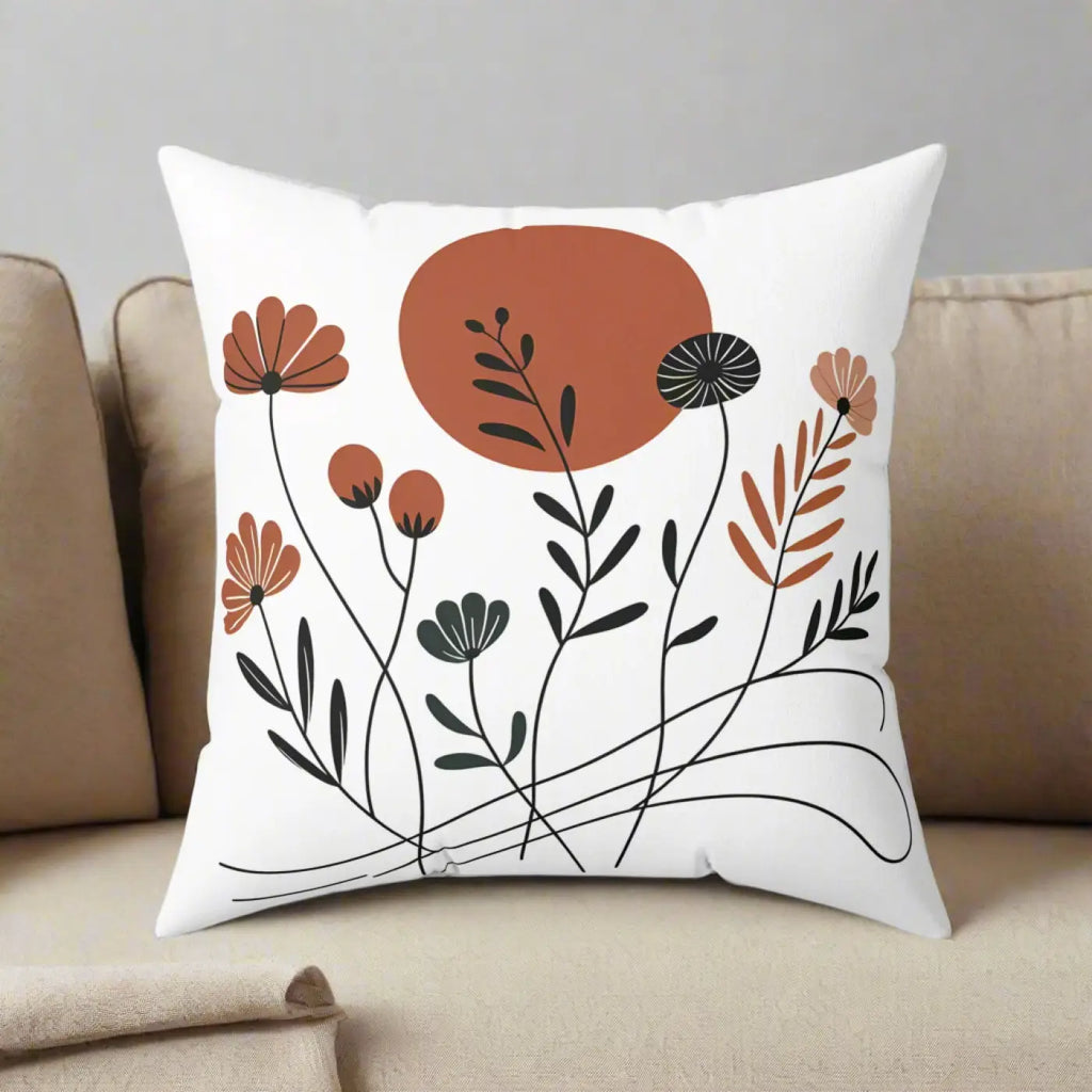 Elegant Square Pillow - Floral Modern Botanical Decor - DipaliZ