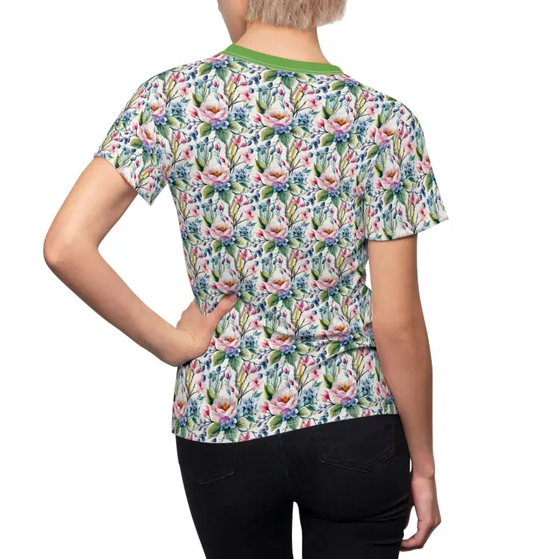 Floral Polyester T-Shirt - Vibrant Pattern Tee - DipaliZ