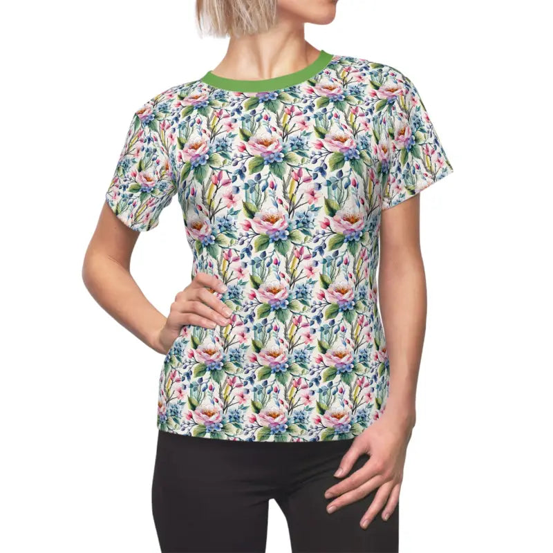 Floral Polyester T-Shirt - Vibrant Pattern Tee - DipaliZ