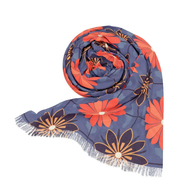 Floral Light Scarf - Vivid Red Flowers Print - DipaliZ