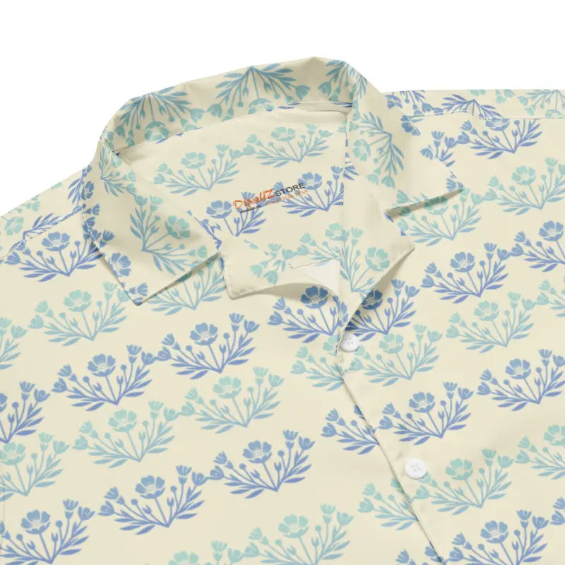 Floral Unisex Button Shirt - Eco Friendly Beige Style - DipaliZ